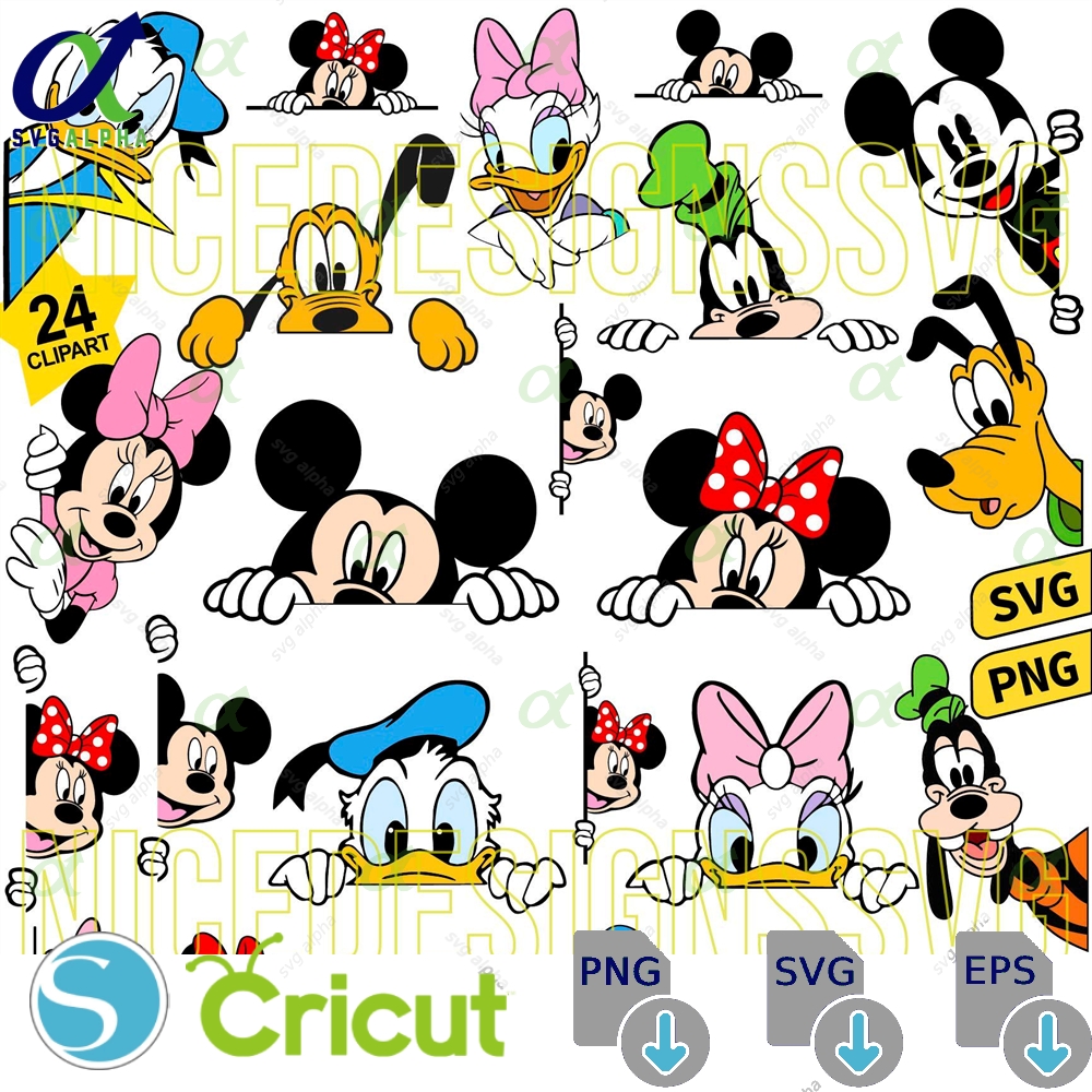 Bundle Mouse Peeking SVG PNG, Mouse and Friends Peeking SVG, Family Vacation SVG, Magical Kingdom SVG, Birthday Trip SVG, Mouse Peekaboo SVG